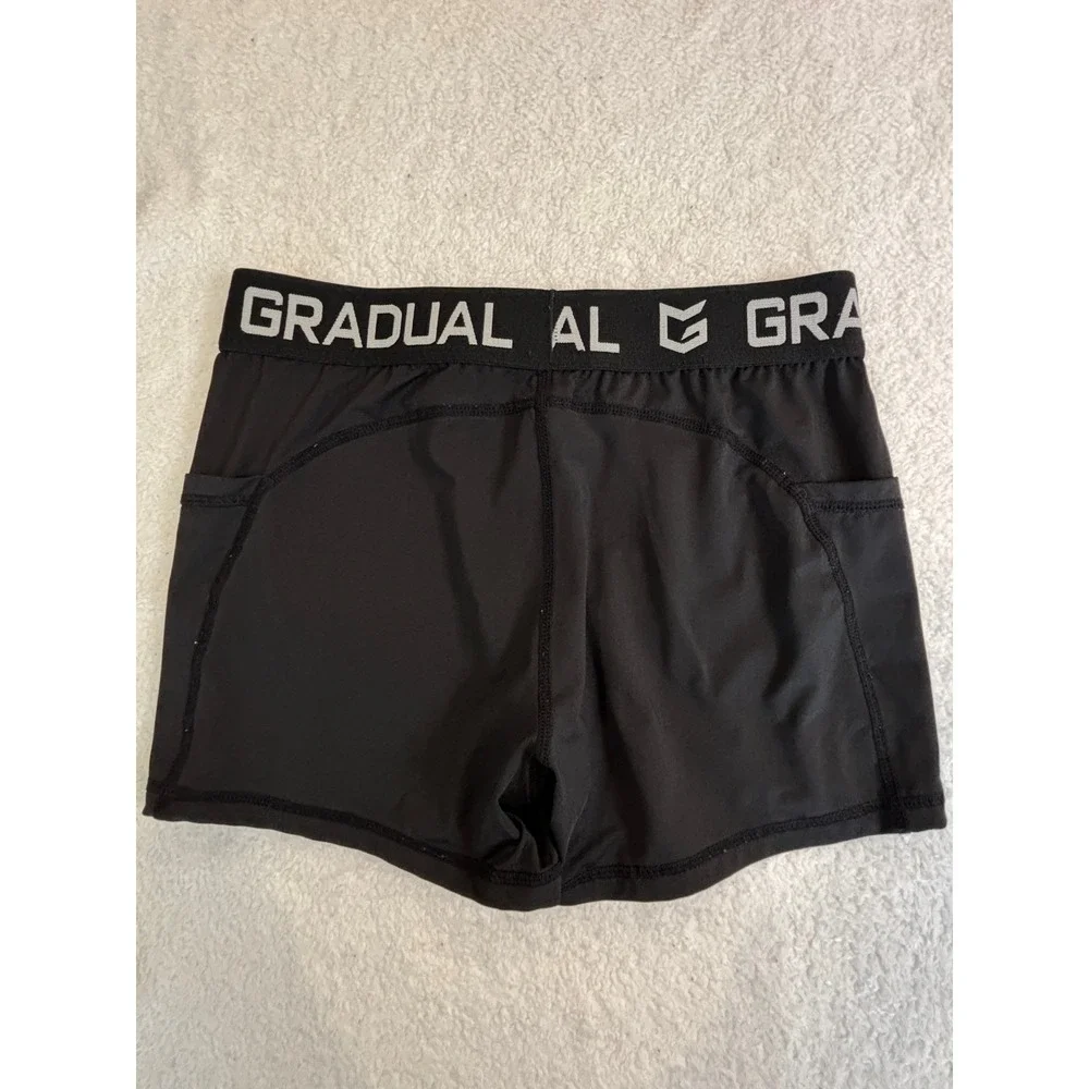 Gradual Mens Compression Shorts Black Athletic Gym Workout Pockets Size Medium‎